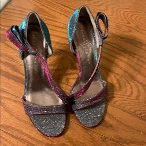 Sparkly open toe heels